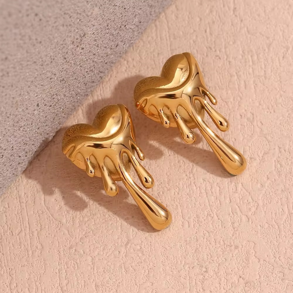 Heart Lava Irregular Stud Earrings - additional view
